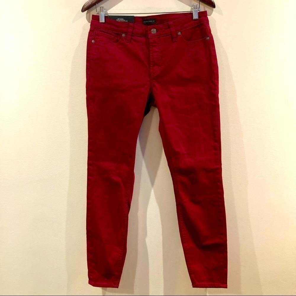 SILVER JEANS CO Sz 29 x 29  Skinny Mid-Rise Red NWT